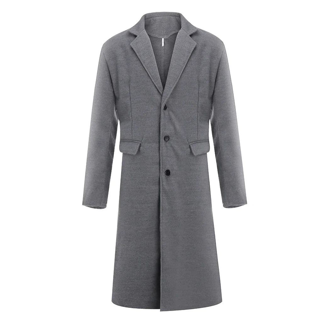 saferido Korean Trend Men's Loose Casual Single-breasted Overcoat Autumn Winter Fashion New Long Sleeve Woolen Long Coat