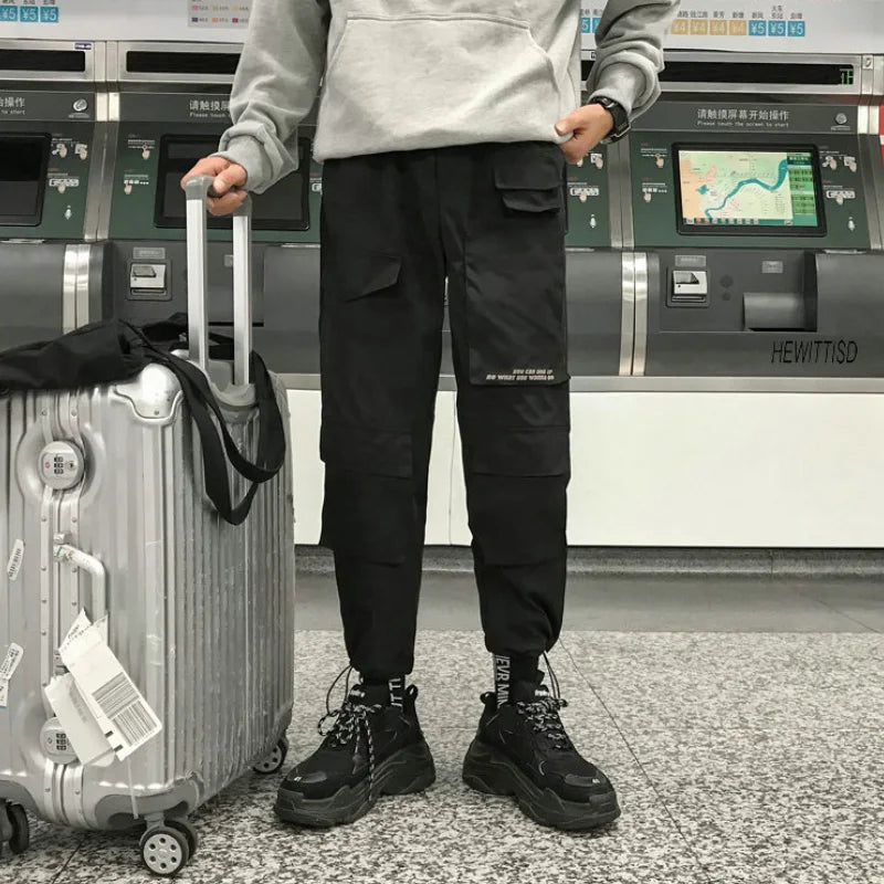 saferido Purple Men Cargo Pants Spring Loose Hip Hop Joggers Trousers Pockets Overalls Fashion Student Sweatpants Korean Male Streetwear