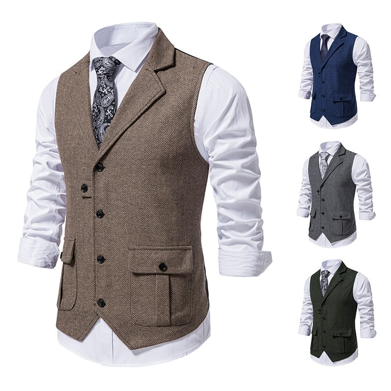Men's Brown Vest Suit Vest Single breasted Designer Brand Sleeveless Formal Coat Top Adult Dress Tuxedo