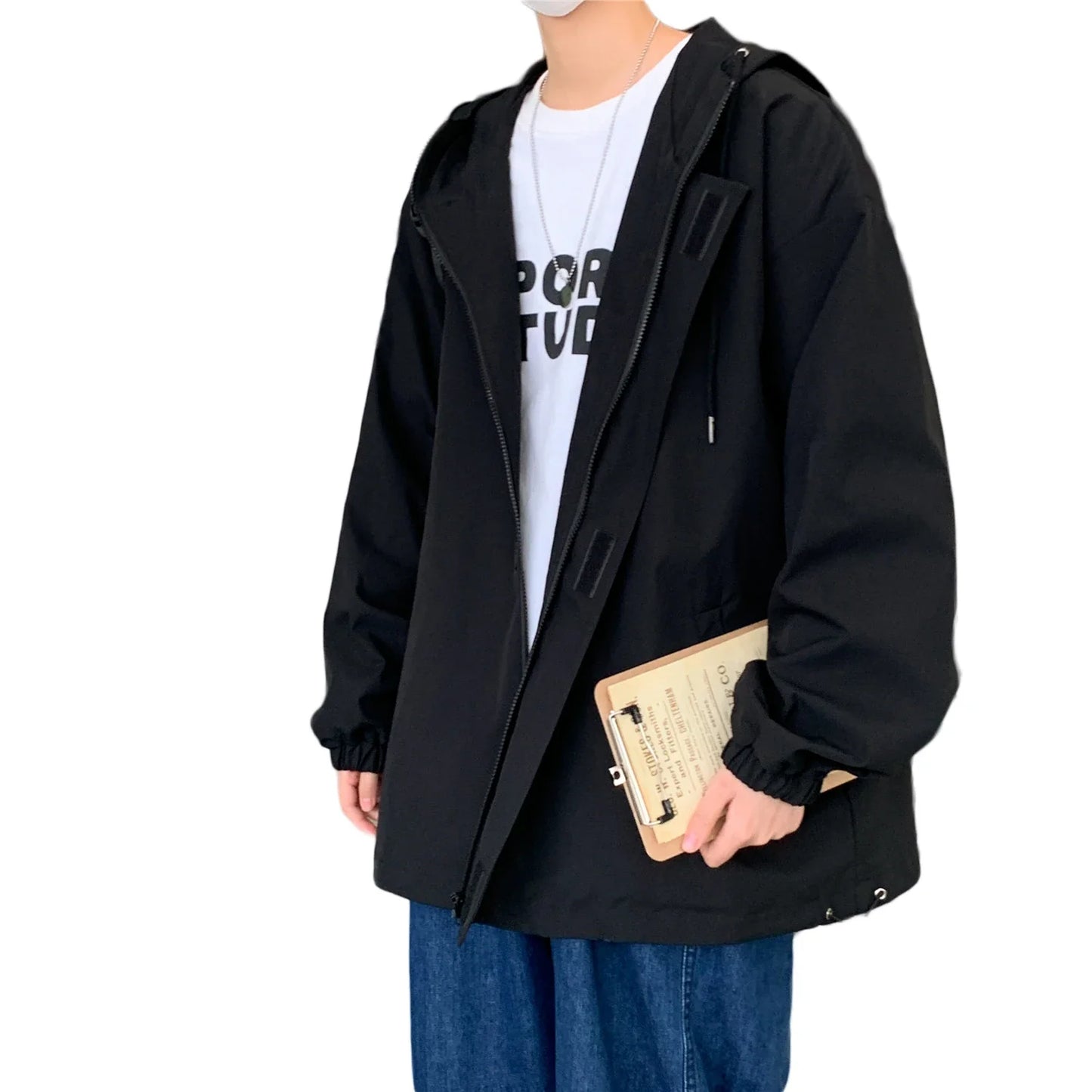 saferido Man Hoodie Hooded Jackets Men's Clothing Loose Fitting Korean Popular Clothes Outerwear Coats Spring Style