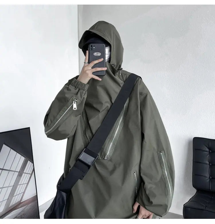 saferido Men's Korean Style Clothes for Outerwear Loose Fitting Hooded Jackets Man Hoodie Original Clothing Popular Coats