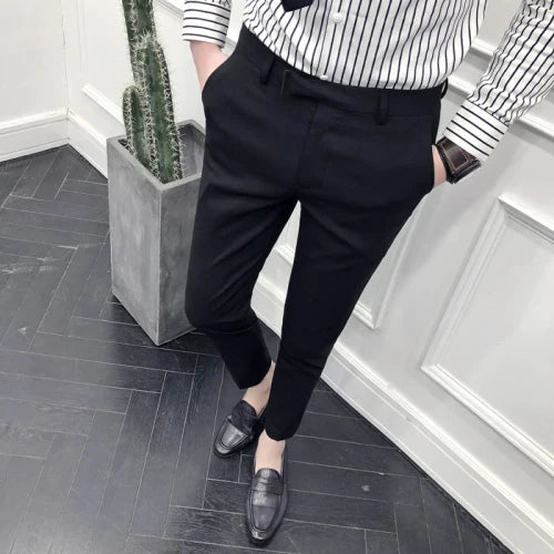 saferido New Style Men's Spring High Quality Cotton Business Suit Trousers/Male Slim Fit Pure Color Leisure Suit Pants 28-36