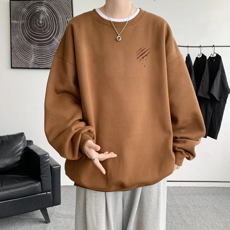 saferido Hipster Men Sweatshirt Oversize Streetwear Autumn Round Neck Sweat Shirt Harajuku Unisex Casual Sports Pullover Sweatshirts
