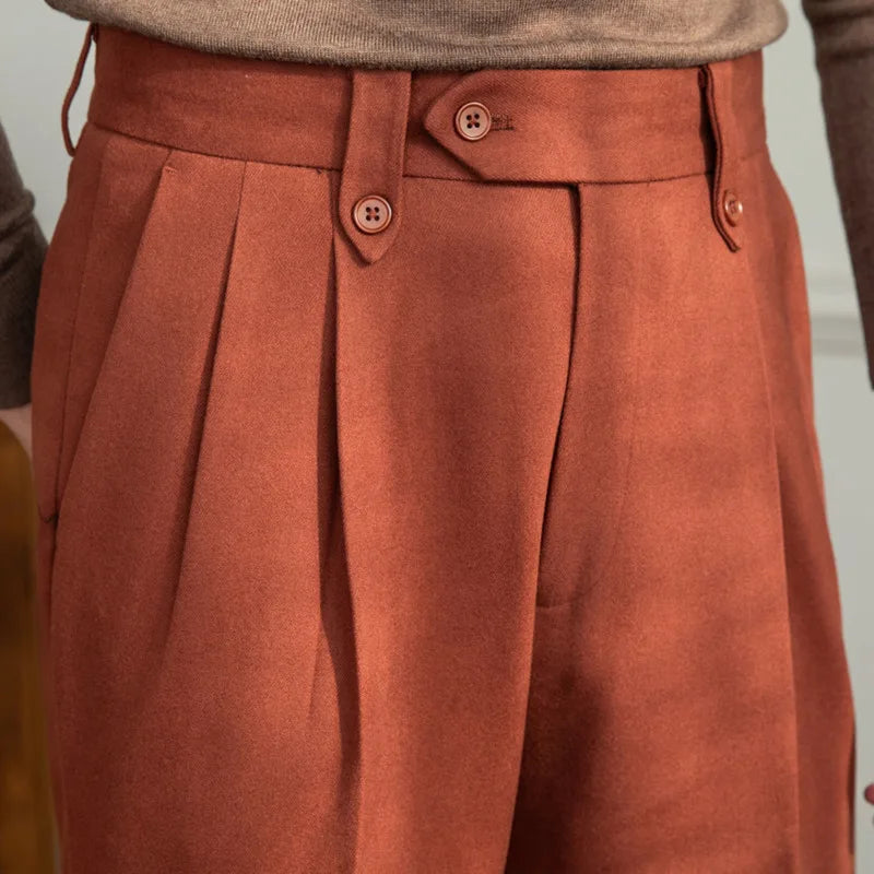 saferido British Winter High Waist Casual Men Straight Pants High Quality Versatile Slim Long Pants Men Fashion Clothes Office Trousers