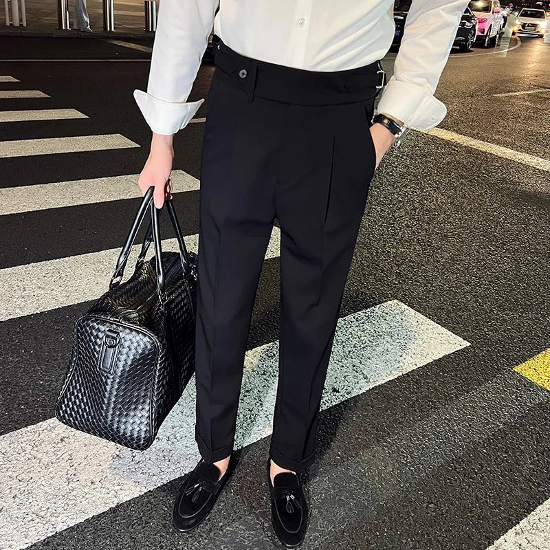 saferido Men's High Waist Spring England Business Trousers/Male Slim Fit High quality Casual Suit Pants Hombre 36