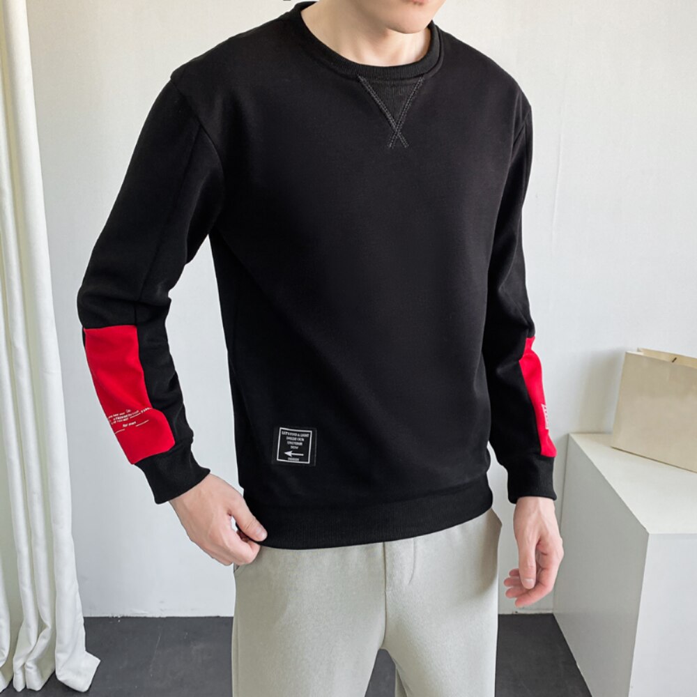 Korean Fashion Sweatshirts For Men Spring and Autumn Casual Long Sleeve Shirts Men Streetwear Patchwork Hoodies No Hood