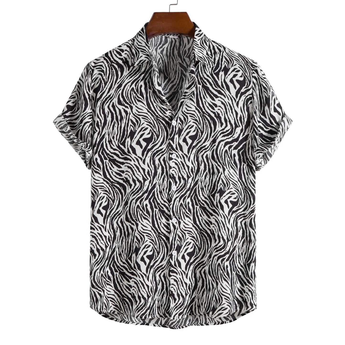 Leopard Floral Shirt Men Camisa Masculina Brand Slim Fit Short Sleeve Hawaiian Shirt Men Party Beach Casual Shirts Male 5XL