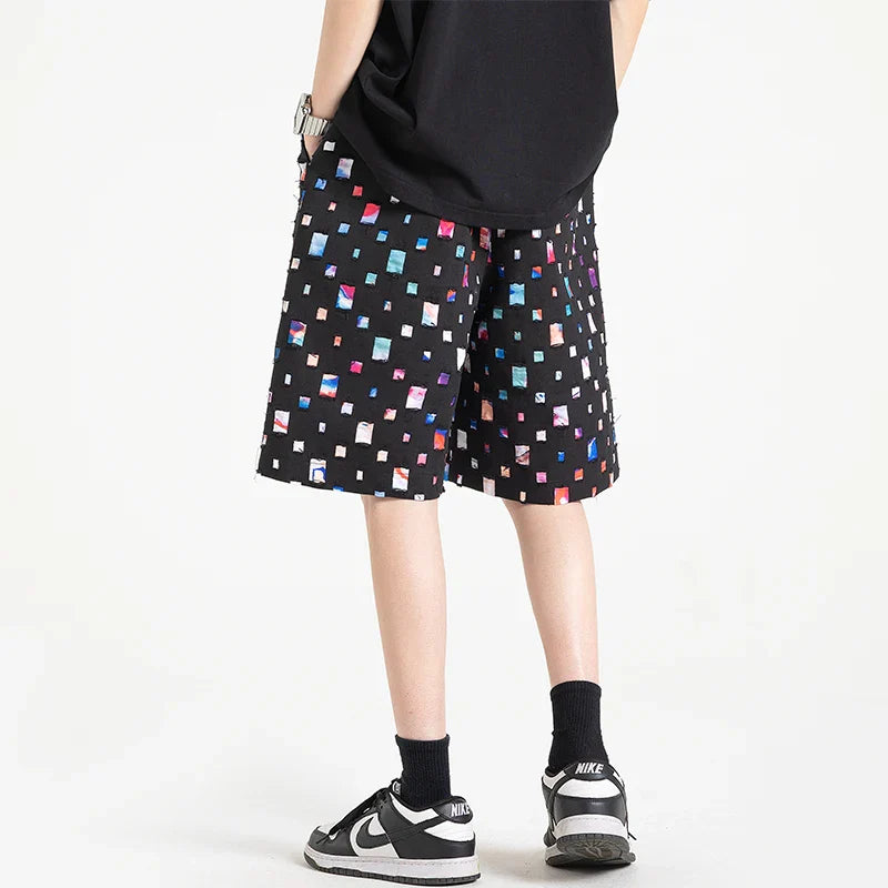 Summer New Plaid Checked Oversize Shorts Men Black/White Soft Comfortable Drawstring Shorts Plus Size 5XL-M Jogger Clothing