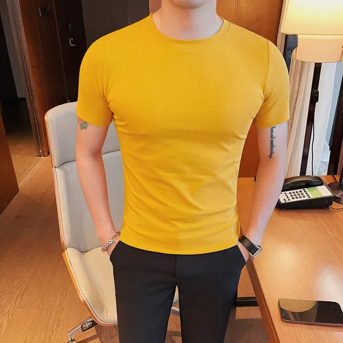 saferido Summer Brand Tight fitting T Shirts Harajuku Men Clothing Oversized Tops & Tees Plus Size Clothes Korean White Short Sleeve