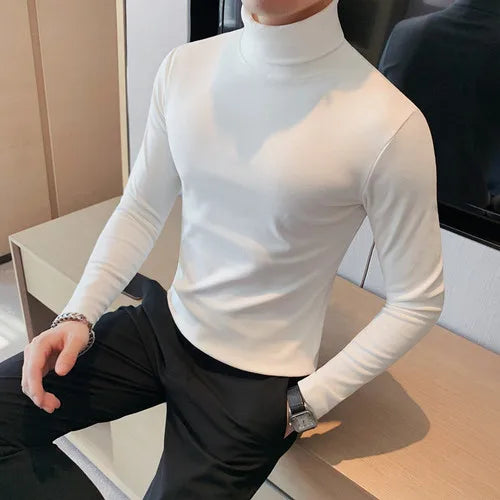 saferido Clothing Man Spring Autumn Casual Long Sleeve T-shirt/Male Slim Fit Fashion High Collar Pullover Man T-shirts S-4XL