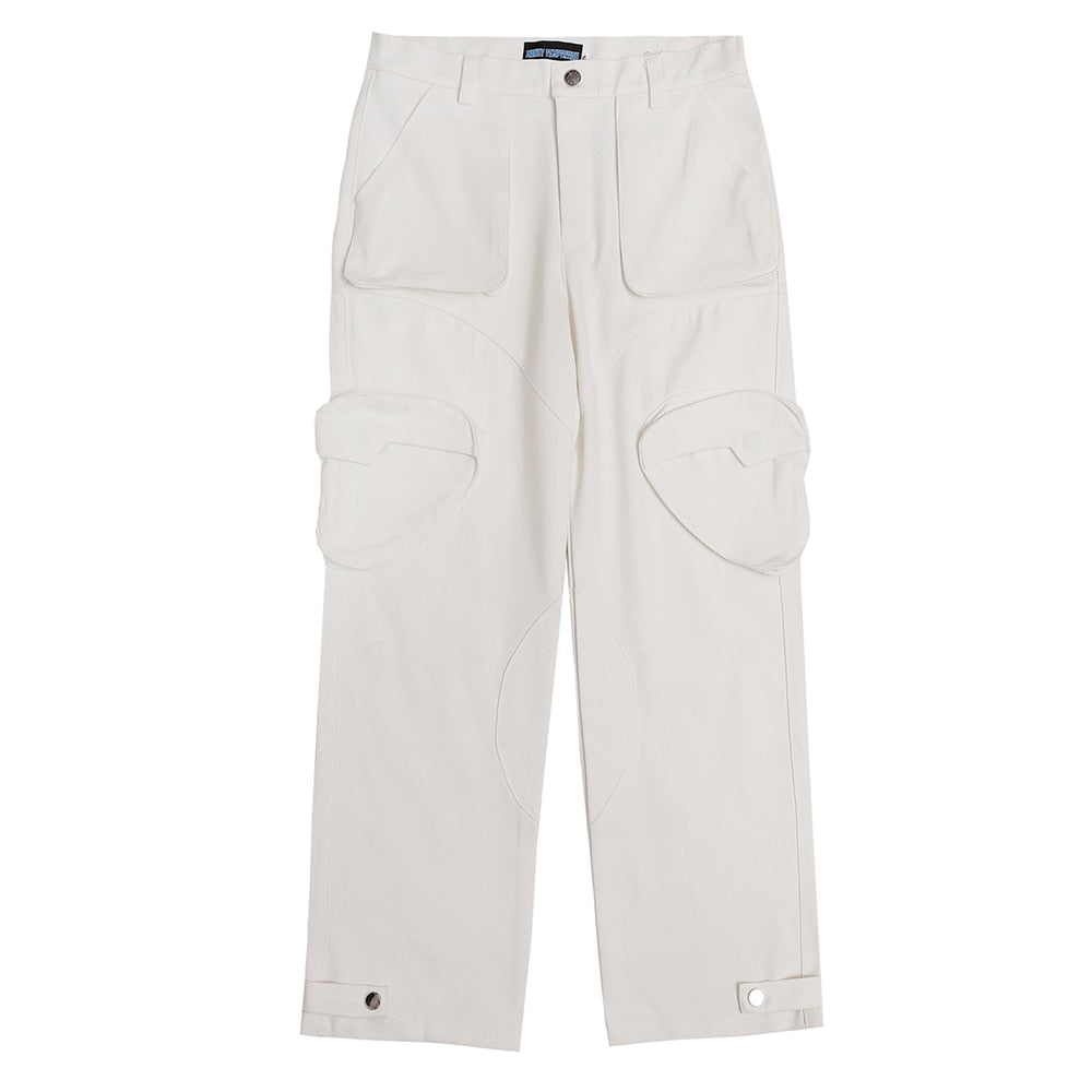 Harajuku Y2K Big Pocket Camouflage Drawstring Men's Cargo Pants Straight Loose Hip Hop Casual Overalls Oversized Unisex Trousers