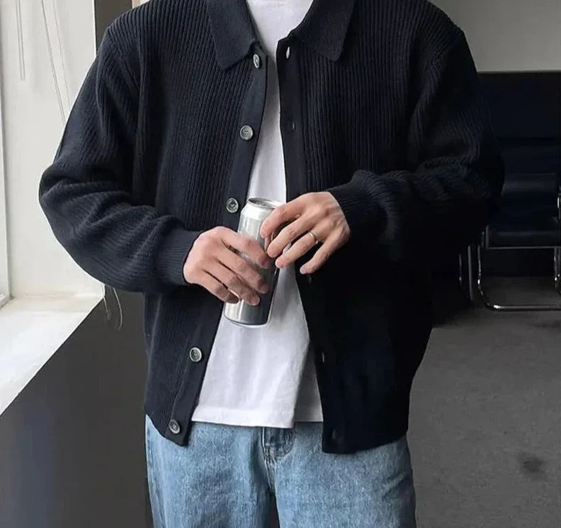 Casual Simple Style Tops New Mens Knitted Sweater Streetwear Autumn Winter Male Solid Long Sleeve Cardigan Sweater S-5XL