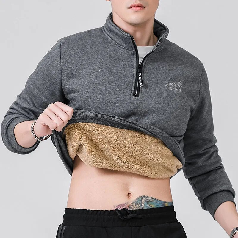 Men's Winter Sweatshirts Fleece Lined Warm Sportswear Zipper Long Sleeve Sweat Shirts Male Black Vintage Big Size Plus 8XL