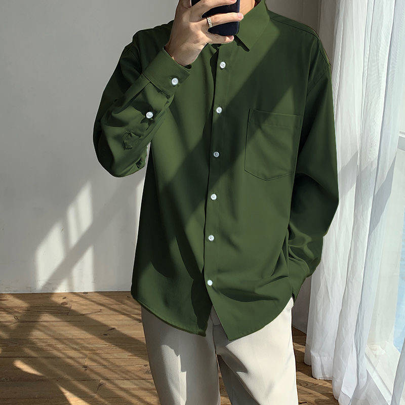 saferidos British Style Solid Long Sleeve Shirts Men Clothing Spring Autumn Slim Fit Business Casual Formal Wear Blouse Tops WA02