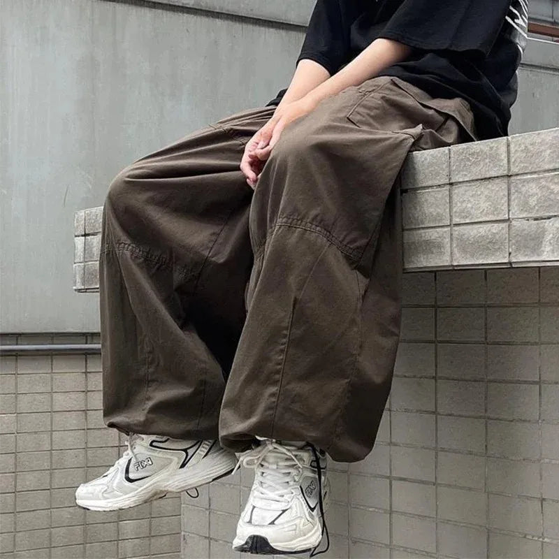 saferido Vintage Baggy Cargo Pants Men Cotton Wide Leg Trousers Male Oversize Retro Loose Casual Japanese Streetwear Hip Hop