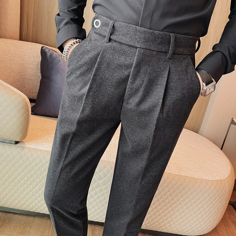 saferido Men's Spring High Quality Business Suit Pants Male Slim Fit Fashion Solid Color Casual Dress Trousers 29-38