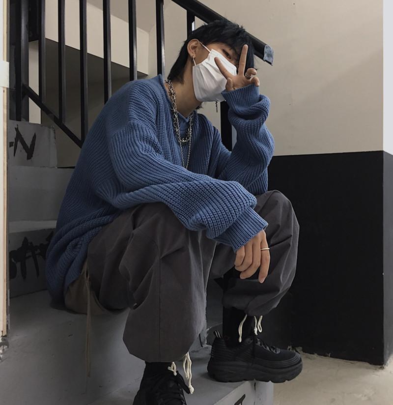 Autumn New Men's Lop-up Hollow Sweater Unisex Solid Color Wool Sweaters Winter Fashion Knitted Pullovers Male Brand Clothes