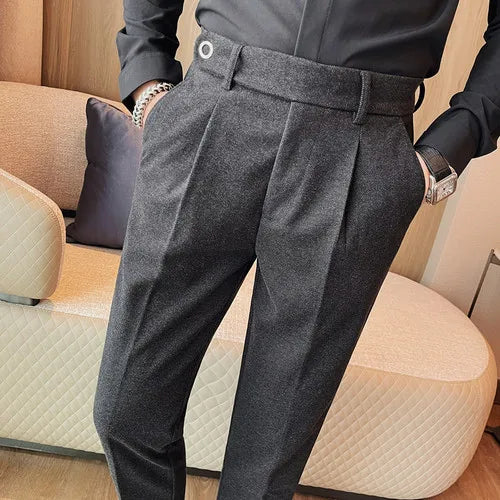 saferido Men's Spring High Quality Business Suit Pants Male Slim Fit Fashion Solid Color Casual Dress Trousers 29-38