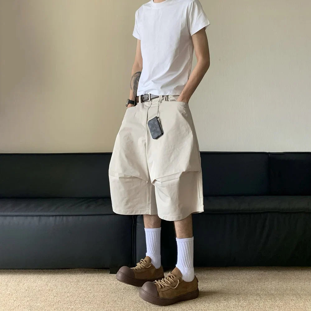 saferido Cropped Pants Summer American Retro Baggy 3d Cargo Capri Pants Hip-Hop Streetwear Trendy Casual Handsome Stylish Pants For Men