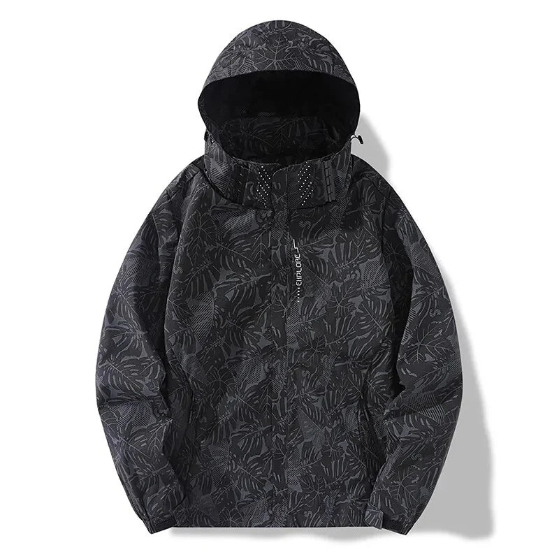 Men's Camouflage Print Hooded Outdoor Jackets Waterproof Male Loose Coats Spring Unisex Outwear