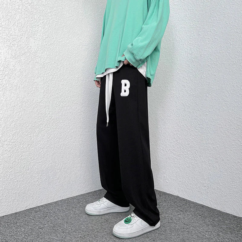 saferido Mopping Casual Trousers Spring Summer Oversize Fashion Sports Loose Flocking Letters Simple Pants Straight Wide Leg Aweatpants