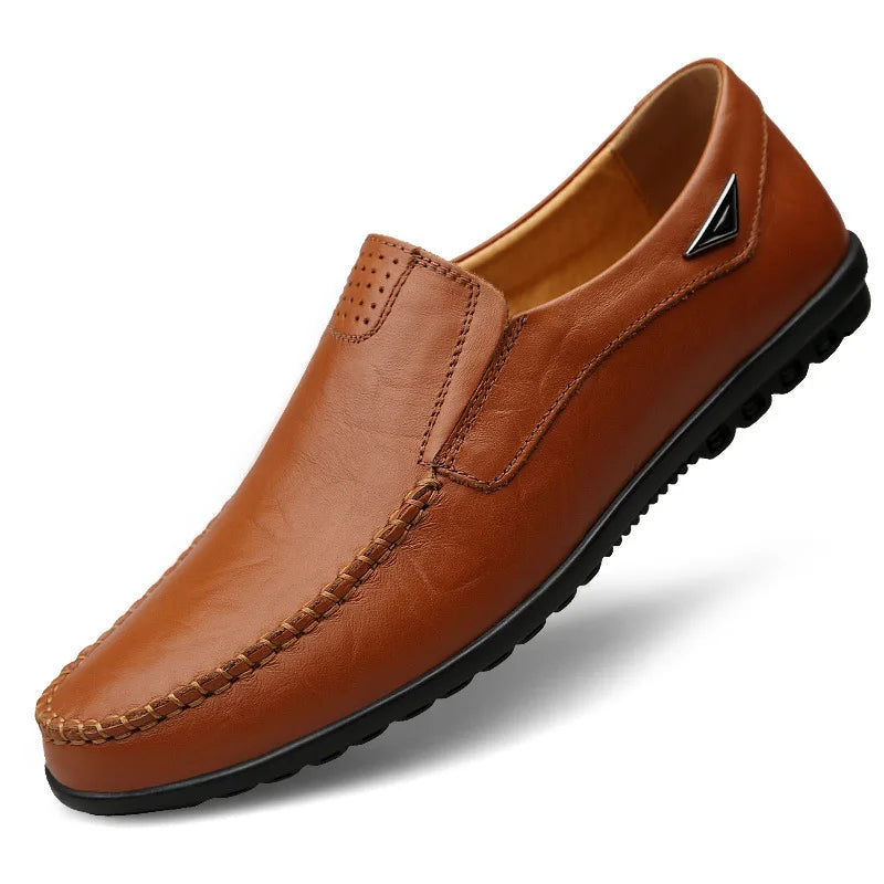 saferido Genuine Leather Men Casual Shoes Luxury Brand Mens Loafers Moccasins Breathable Slip on Black Driving Shoes Plus Size 37-47