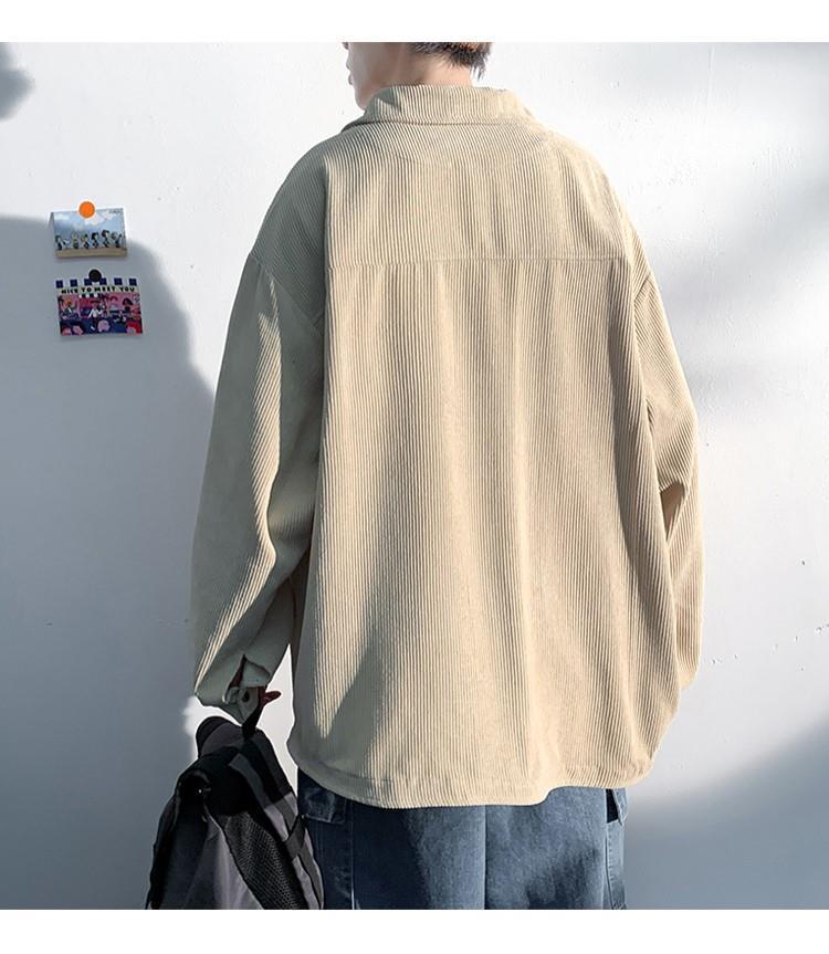 Autumn Winter Fashion Man Solid Casual Corduroy Shirt Men's Loose Tess Cool Boys All Match Soft Coat