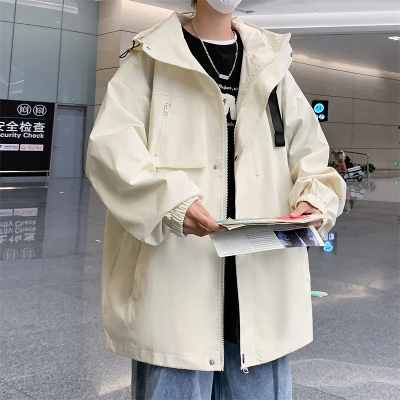 saferido Men's Korean Style Clothes Original Clothing Hooded Jackets Man Hoodie Coats Models 2024 Outerwear Loose Fitting Spring