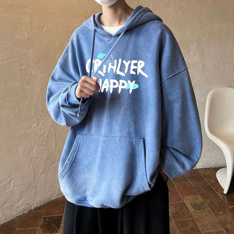 saferido Retro Washed Hoodie Spring New Multiple Colors Hoodies Men's Hooded Casual Street Wear Men's Loose Hooded Pullover