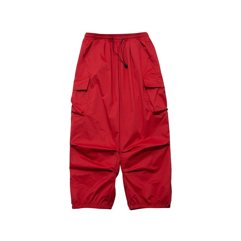 China-Chic straight tube multi pocket adjustable drawcord casual loose overalls men women ins style wide leg jogger pants