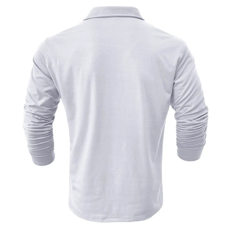 saferido New Spring Autumn Polo Shirt Men Solid Color Turn Down Collar Casual Tops Tees Mens Long Sleeve Polos Tops 60% Cotton Tshirt Man