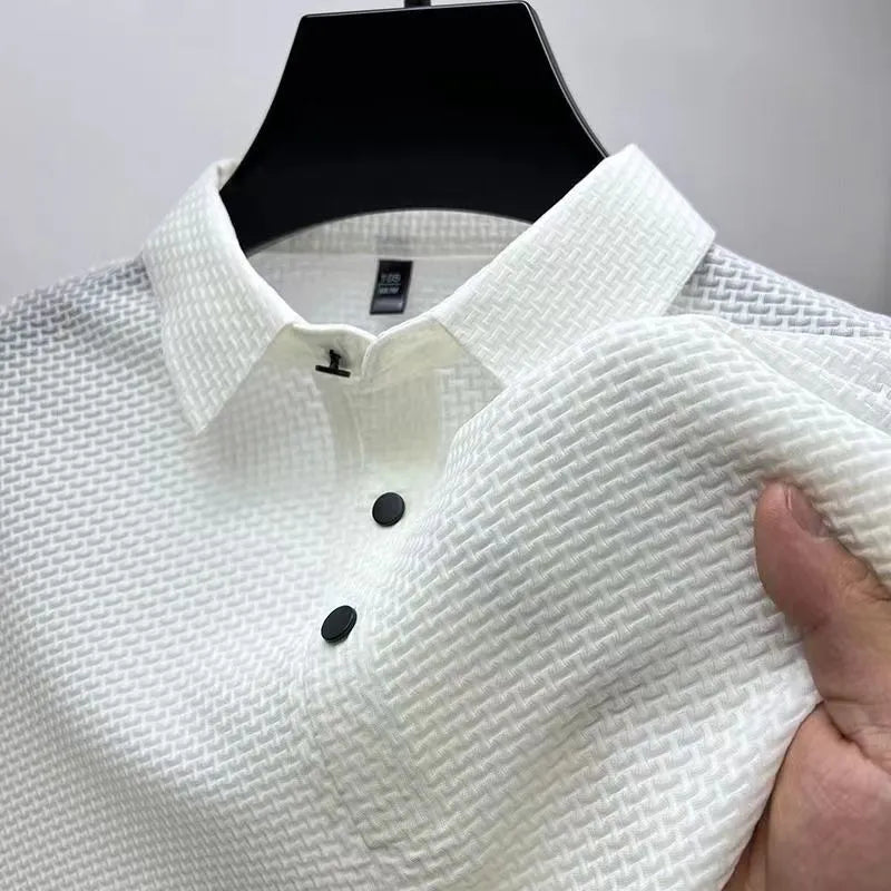 Men's High-End Mesh Ice Silk Short-Sleeved T-Shirt Shirt Short-Sleeved