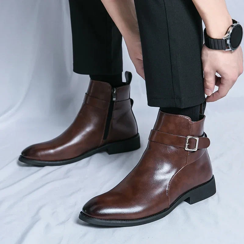 saferido Luxury brand leather shoes men's boots formal leather oxford shoes dress boots chelsea business ankle boots men 38-47