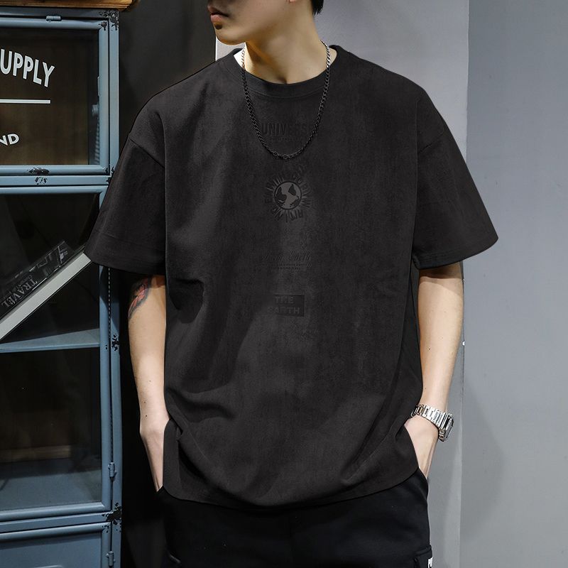 Handsome Round Neck T-Shirts Man Short Sleeve Pullovers Solid Color Vintage Spring Summer Thin Streetwear Men's Clothing Loose