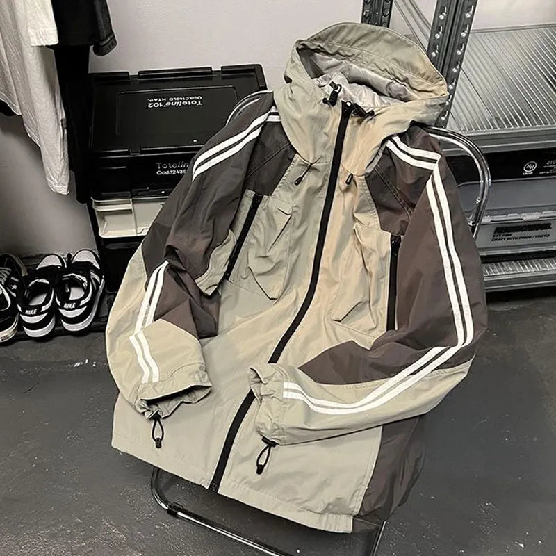 Streetwear Techwear Jacket Women Windbreakers Vintage Harajuku Oversize Track Jackets Outdoor Zipper Hooded Anorak Coat