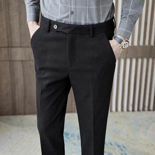 saferido Men's Business Pants British Style Slim Fit Classic Formal Dress Pants for Men Wedding Party Trousers 29-38