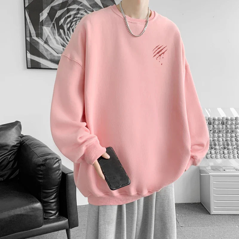 saferido Hipster Men Sweatshirt Oversize Streetwear Autumn Round Neck Sweat Shirt Harajuku Unisex Casual Sports Pullover Sweatshirts