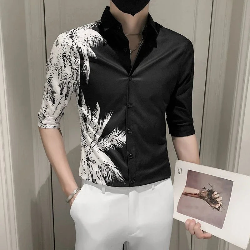 saferido Male Shirts Graphic Oversize White Half Sleeve Men's Shirt with Sleeves Designer Slim Fit Normal Fashion 2024 Korean Style Xxl I
