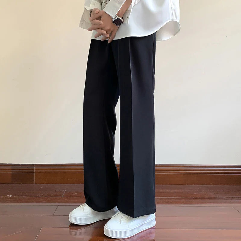 Black Suit Pants Men Fashion Social Mens Dress Pants Korean Loose Straight Casual Flared Pants Mens Office Formal Trousers M-3XL
