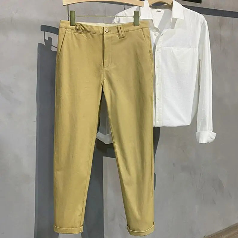 saferido Men Cargo pants Fashion Casual Suit Pants Spring Autumn Solid All-match Slim Korean Male Clothing New Full Straight Trousers 38