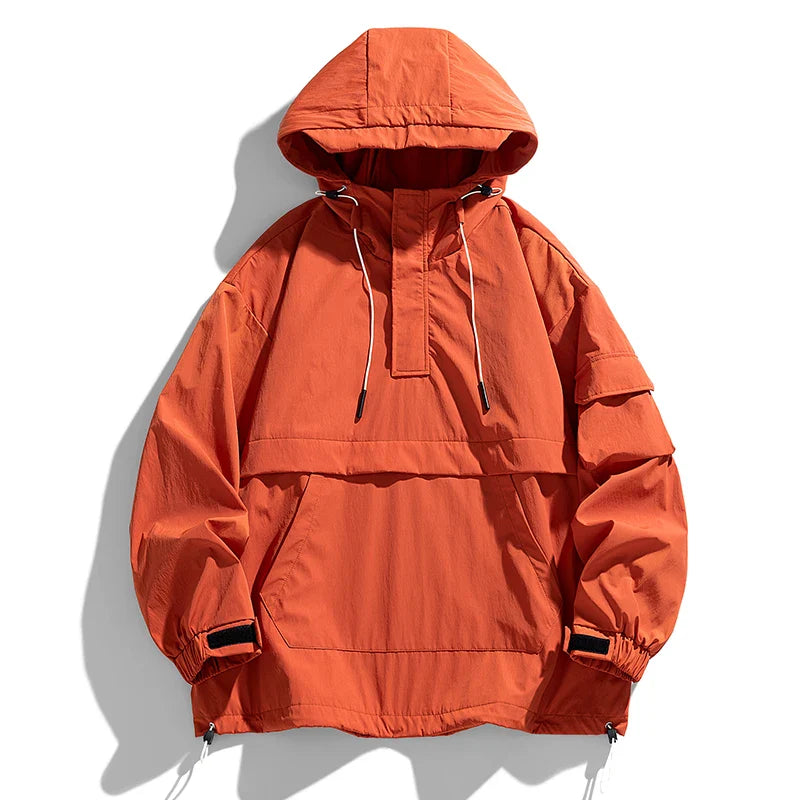 Spring Autumn Fashion Korean Hooded Jacket Men Casual Overcoat Male Soild Color Pullover Jackets Man Loose Streetwear Outerwear