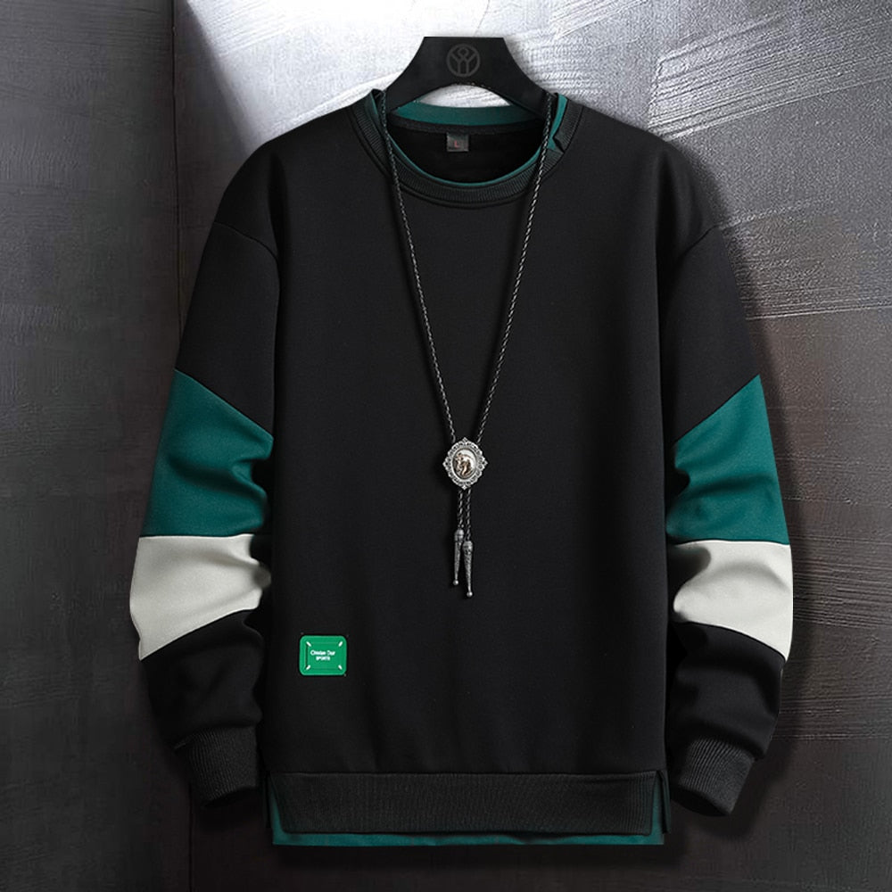 Sweatshirt For Men Fashion Autumn Winter Casual Long Sleeve Sweatshirt Men High Street Clothes Crewneck Shirt Men Hoodie No Hood