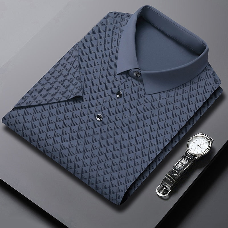 Mens New Casual Lapel T-shirt Summer Thin Slim Fit Good Quality Figure Polo Shirts Breathable Soft Business Polos Tops