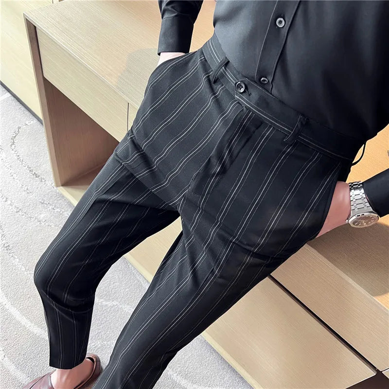 saferido Men Spring High Quality Business Suit Pants/Male Slim Fit Fashion Casual Formal Mens Dress Pants Men High Waist Solid Trousers