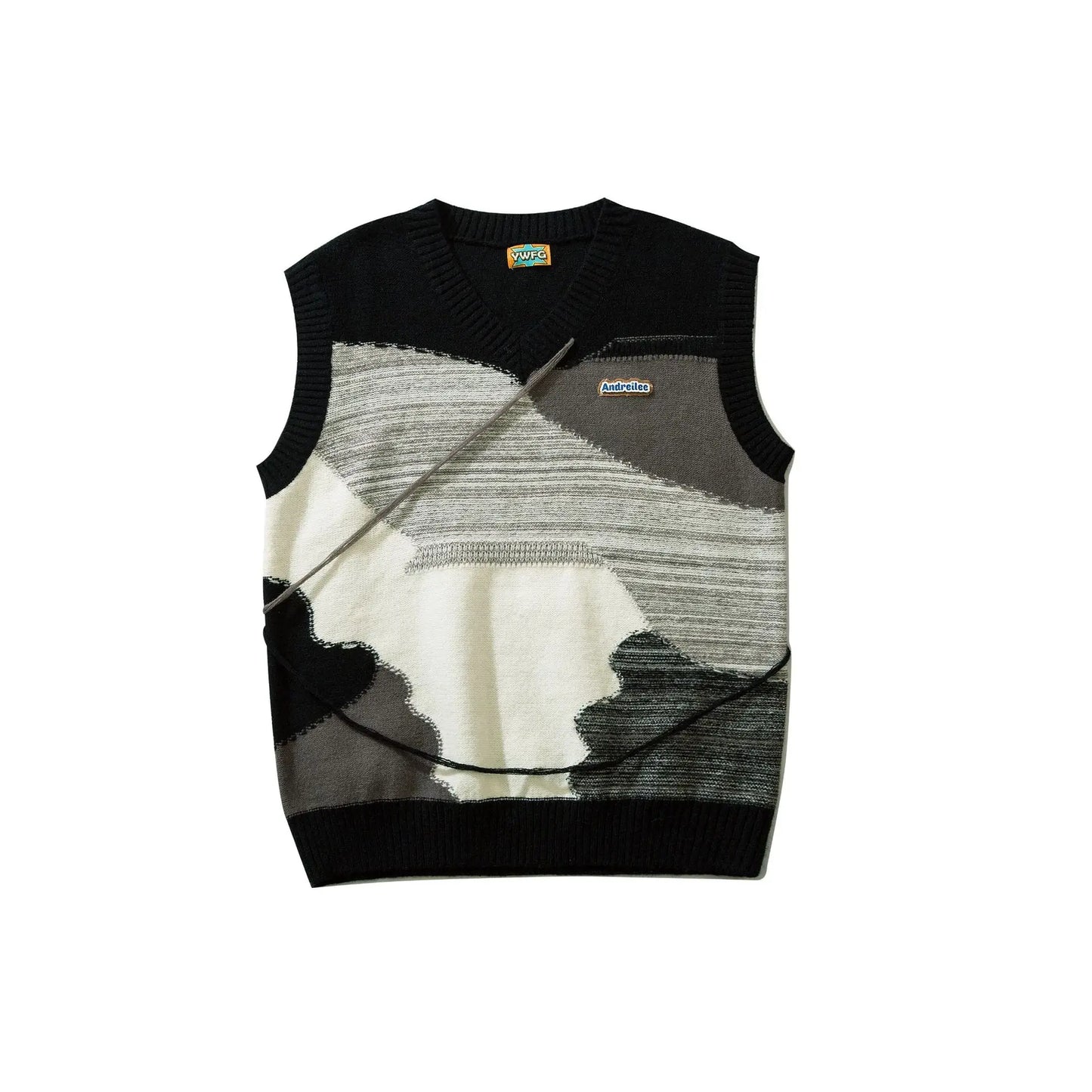saferido Japanese Retro Knitted Vest Men V-neck Color Matching Wool Sleeveless Sweaters Causal Loosed Preppy Couple Knitwear Autumn New