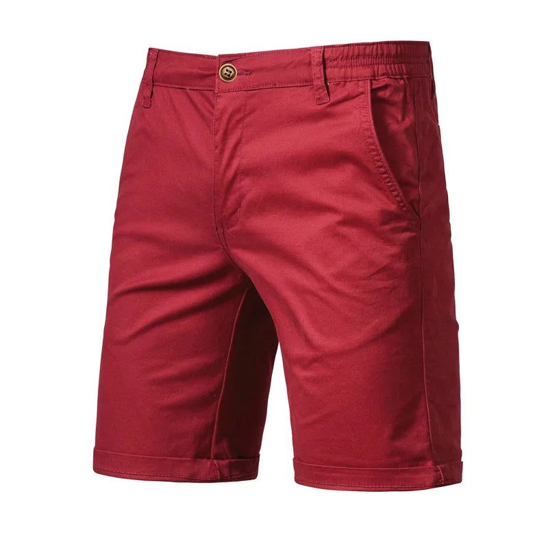 Men Shorts Summer Cotton Middle Waist Male Casual Business Men Shorts Printed Beach Stretch Chino Classic Fit Short Homme