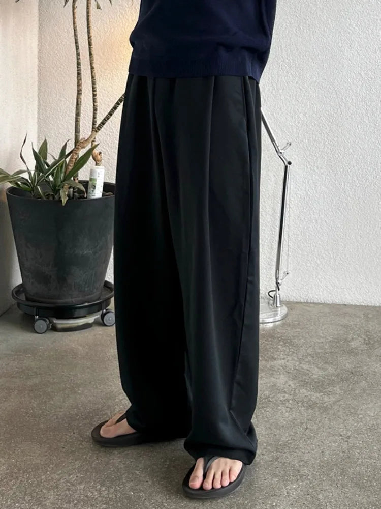 saferido Man's Wide Leg Long Pants 2024 Summer New Korean Style Drape Straight Tube Fashion Loose Casual Male Trousers