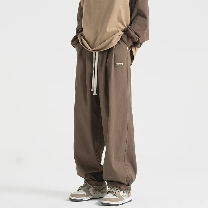 saferido New Temperament Solid Color Trendy Sports Pants Straight-leg Spring And Autumn Trousers Youth Popular Loose Casual Pants For Men