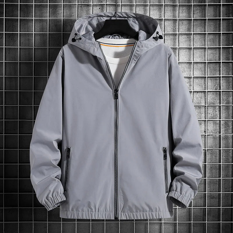 saferido Men's Jacket Spring Autumn Fashion Thin Hooded Jacket Street Retro Casual Coat with Pocket Sports Windbreaker