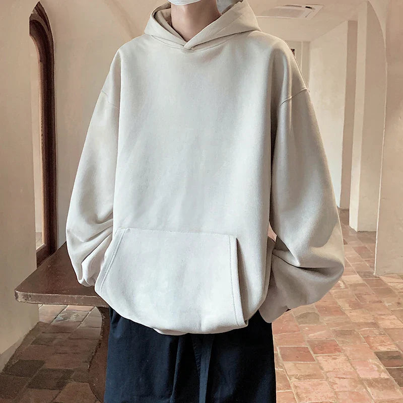 saferido Autumn New Solid Hoodie Men Harajuku Fashion Casual Oversized Hoodies Couples Loose Hooded Streetwear Sweatshirt 5XL